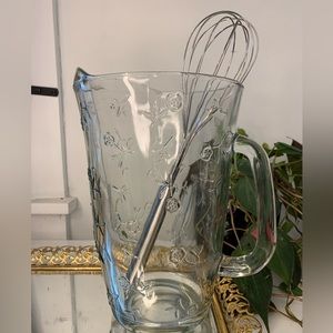 Anchor Hocking Savannah Clear Glass 64 oz Water Pitcher Floral Cottage Core